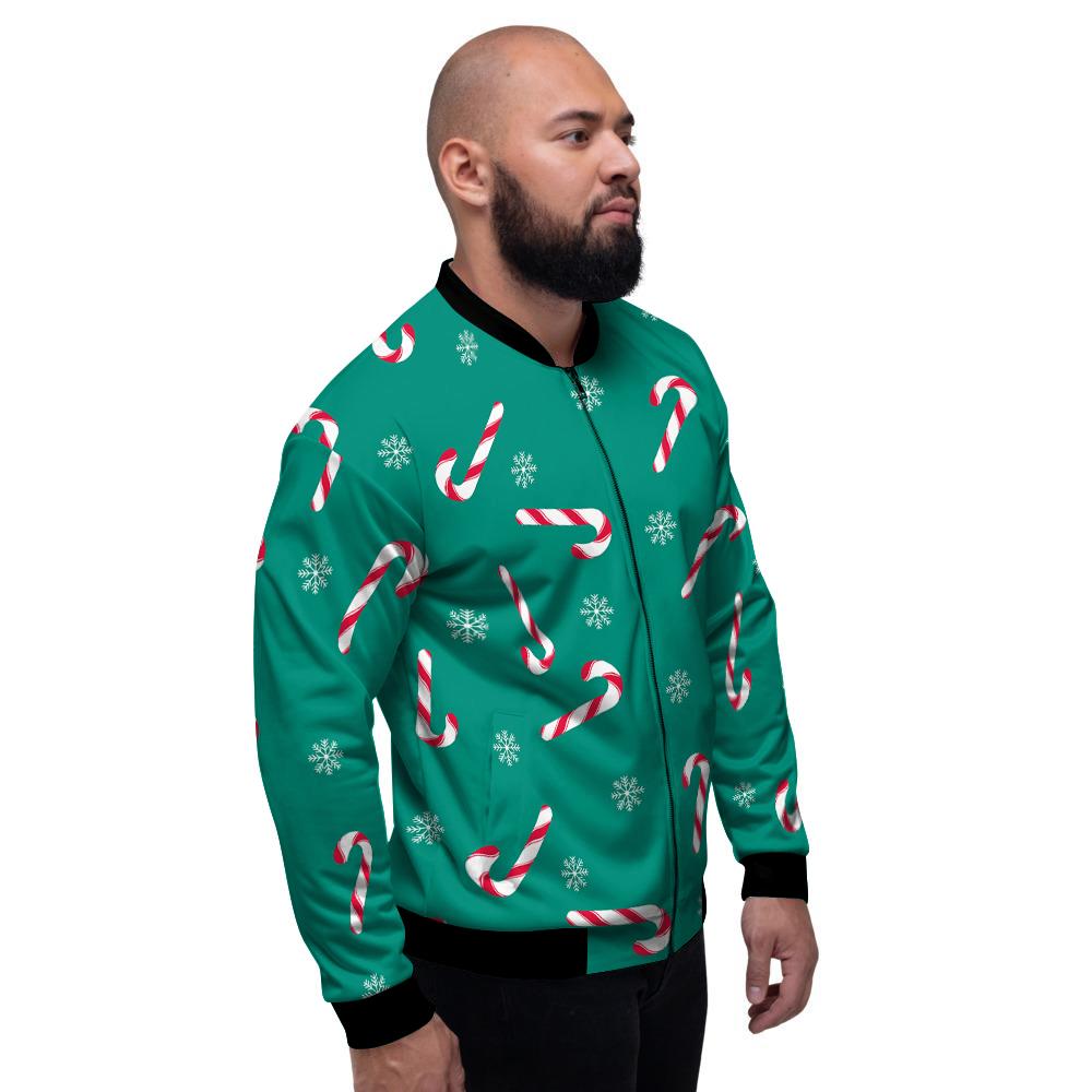 Candy Cane Xmas Print Pattern Men's Bomber Jacket-grizzshop