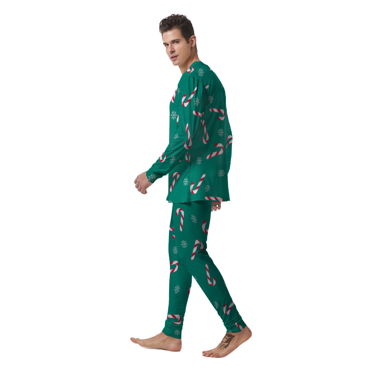 Candy Cane Xmas Print Pattern Men's Pajamas-grizzshop