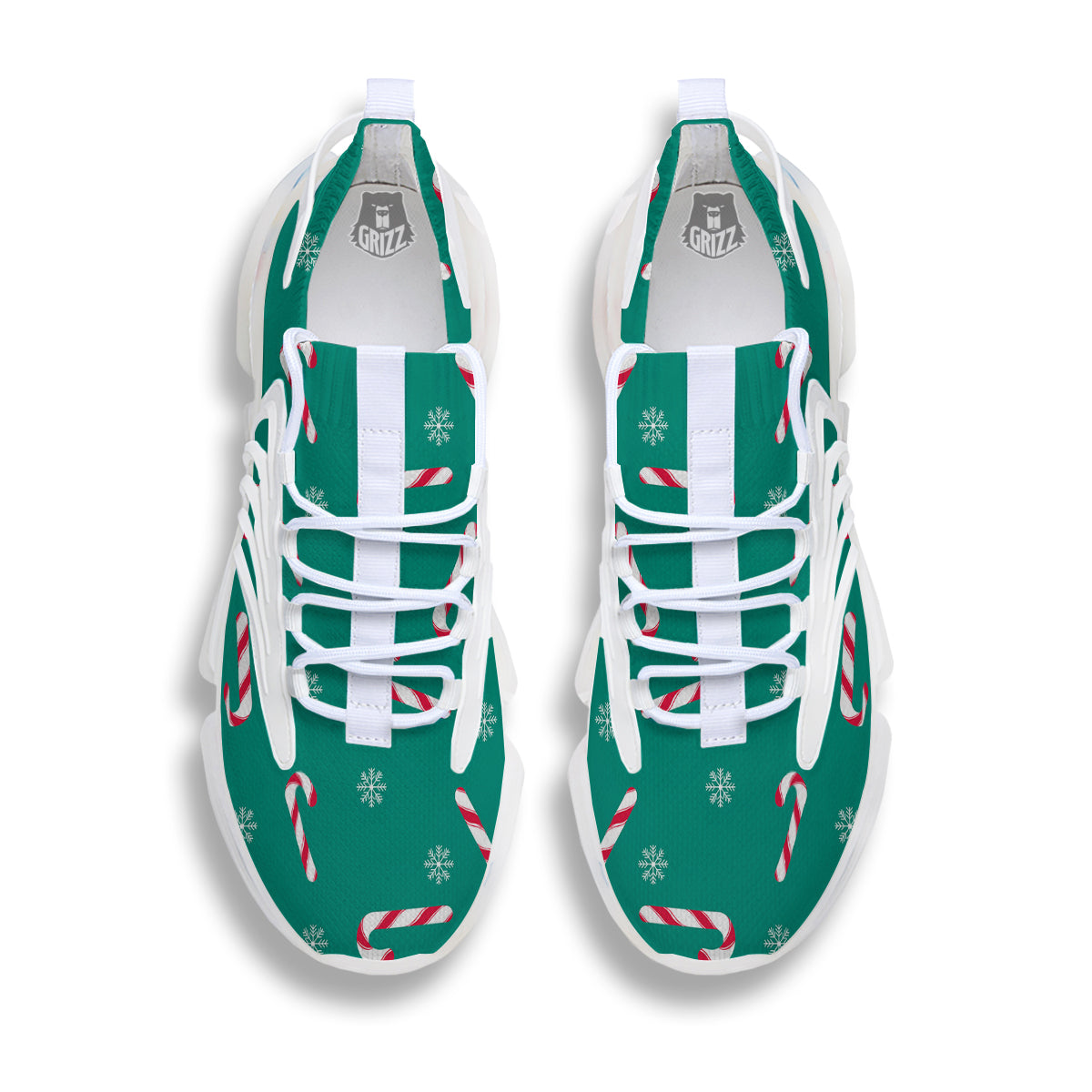 Candy Cane Xmas Print Pattern White Gym Shoes-grizzshop