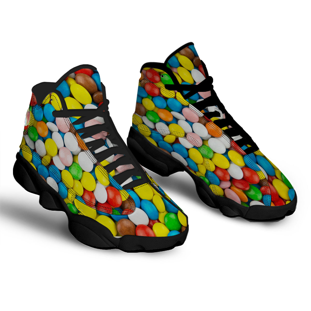 Candy Chocolate Colorful Print Black Basketball Shoes-grizzshop