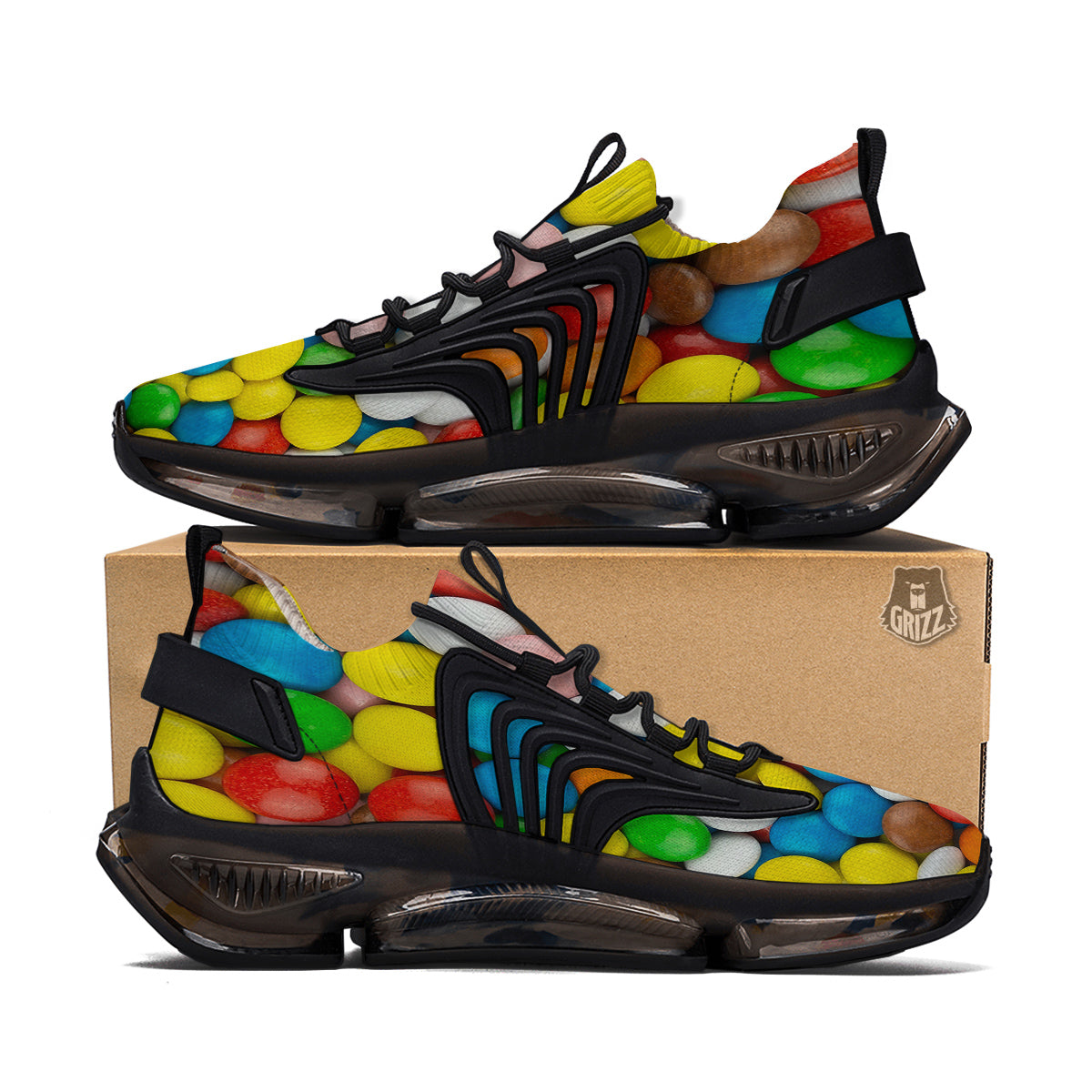 Candy Chocolate Colorful Print Black Gym Shoes-grizzshop