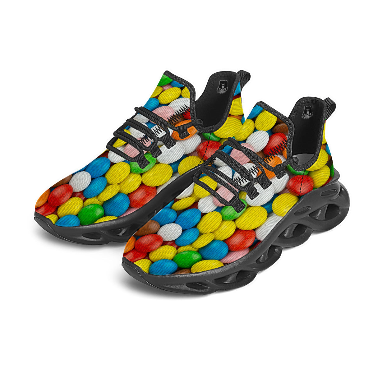 Candy Chocolate Colorful Print Black Running Shoes-grizzshop