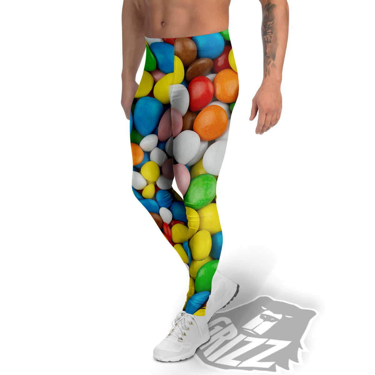 Candy Chocolate Colorful Print Men's Leggings-grizzshop