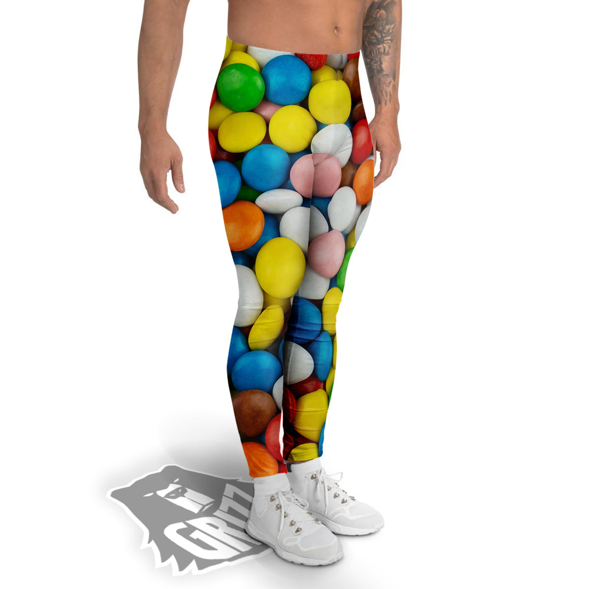 Candy Chocolate Colorful Print Men's Leggings-grizzshop