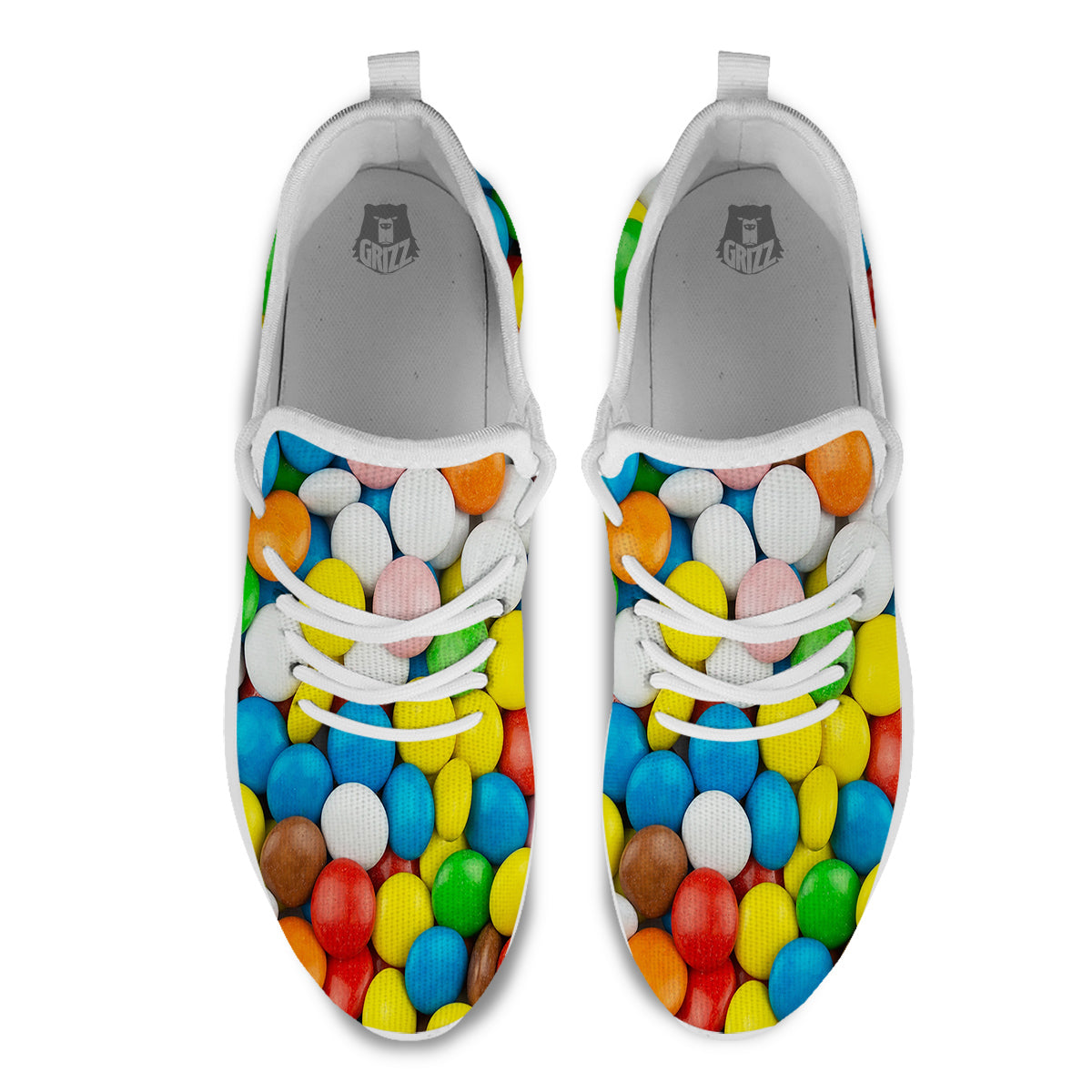 Candy Chocolate Colorful Print White Athletic Shoes-grizzshop