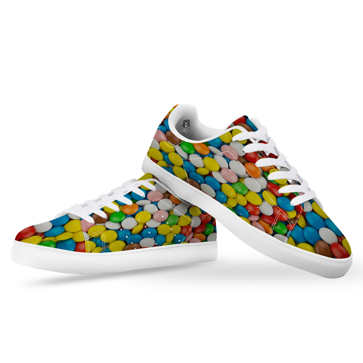 Candy Chocolate Colorful Print White Low Top Sneakers-grizzshop
