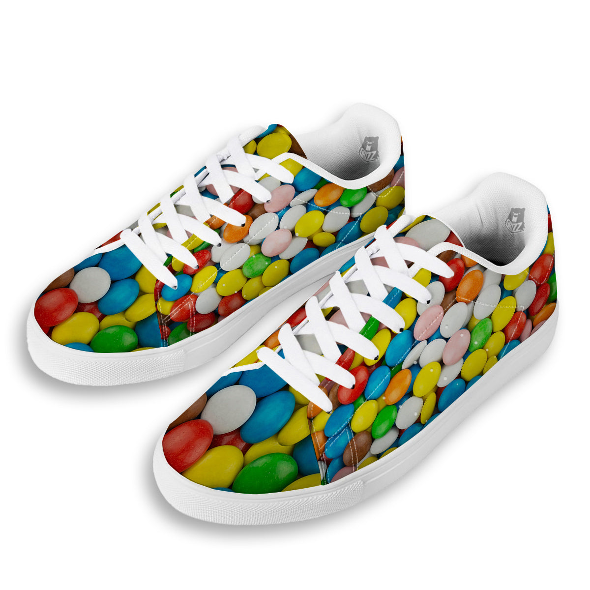 Candy Chocolate Colorful Print White Low Top Sneakers-grizzshop