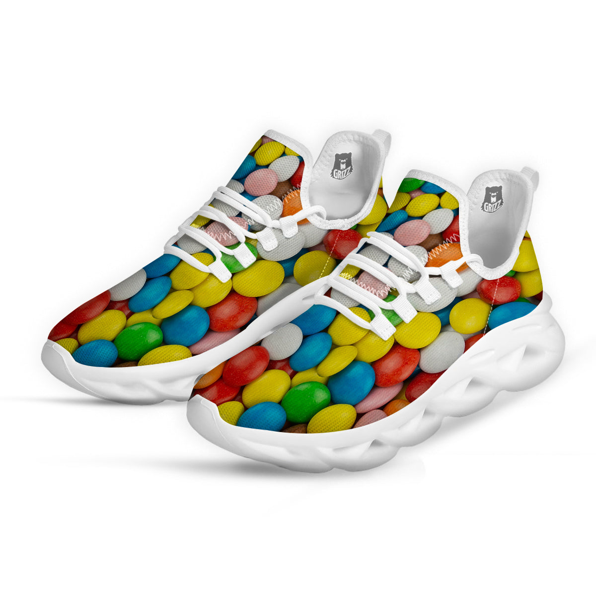 Candy Chocolate Colorful Print White Running Shoes-grizzshop