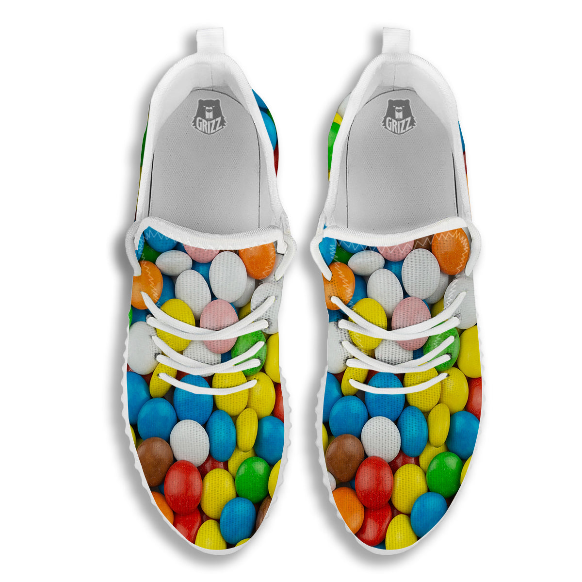 Candy Chocolate Colorful Print White Walking Shoes-grizzshop