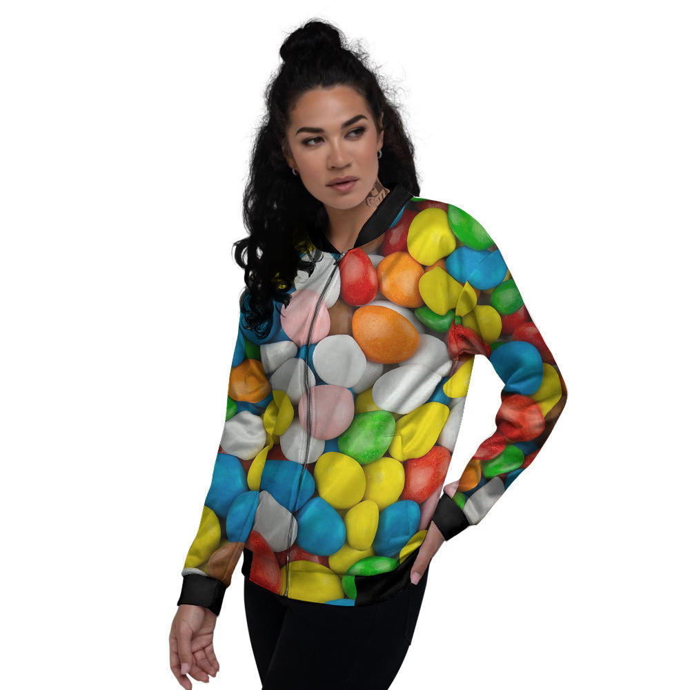 Candy Chocolate Colorful Print Women's Bomber Jacket-grizzshop