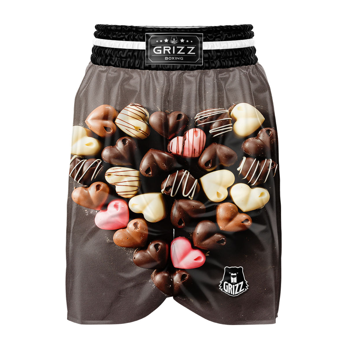 Candy Chocolate Heart Print Boxing Shorts-grizzshop
