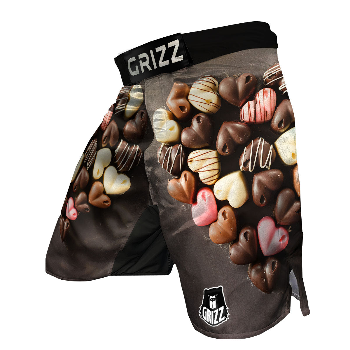 Candy Chocolate Heart Print MMA Shorts-grizzshop