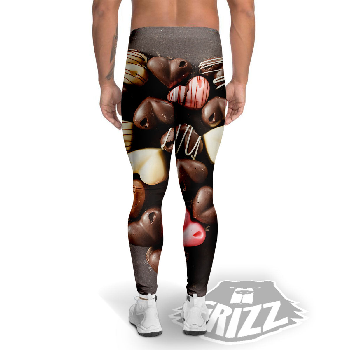 Candy Chocolate Heart Print Men's Leggings-grizzshop
