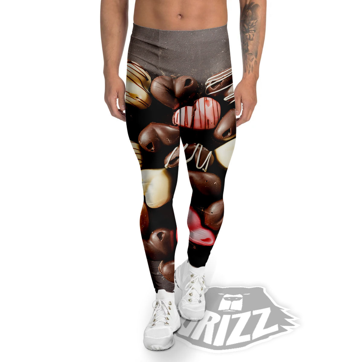 Candy Chocolate Heart Print Men's Leggings-grizzshop