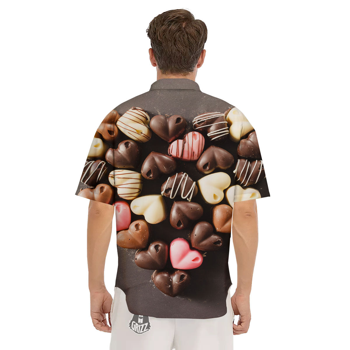 Candy Chocolate Heart Print Men's Short Sleeve Shirts-grizzshop