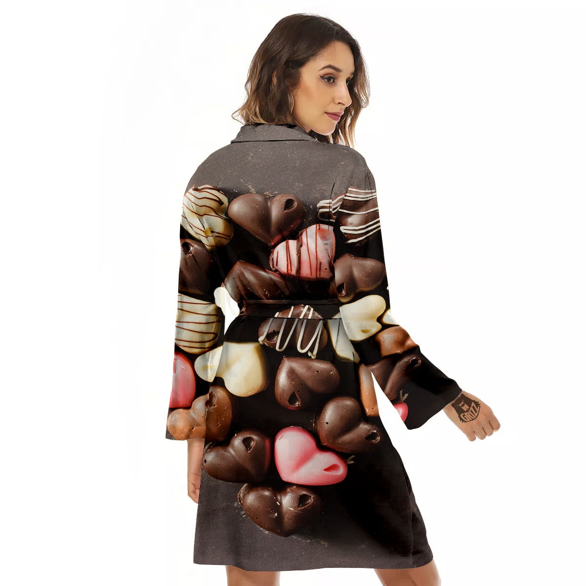 Candy Chocolate Heart Print Women's Robe-grizzshop