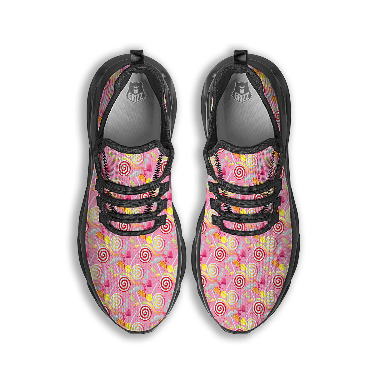 Candy Colorful Print Pattern Black Running Shoes-grizzshop