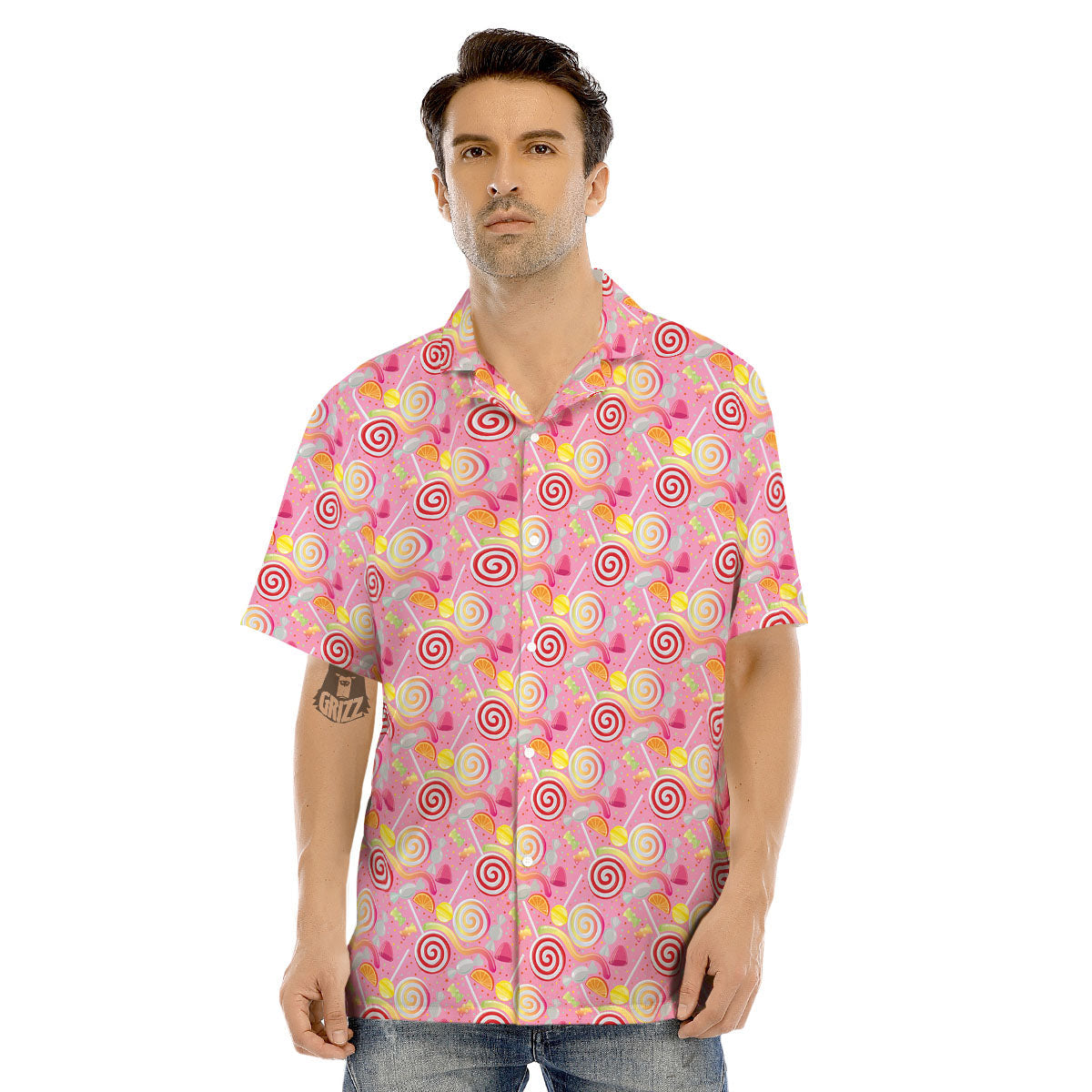 Candy Colorful Print Pattern Men's Hawaiian Shirt-grizzshop