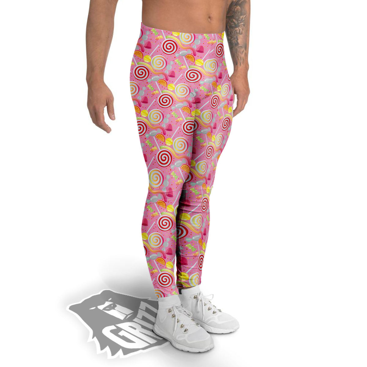 Candy Colorful Print Pattern Men's Leggings-grizzshop