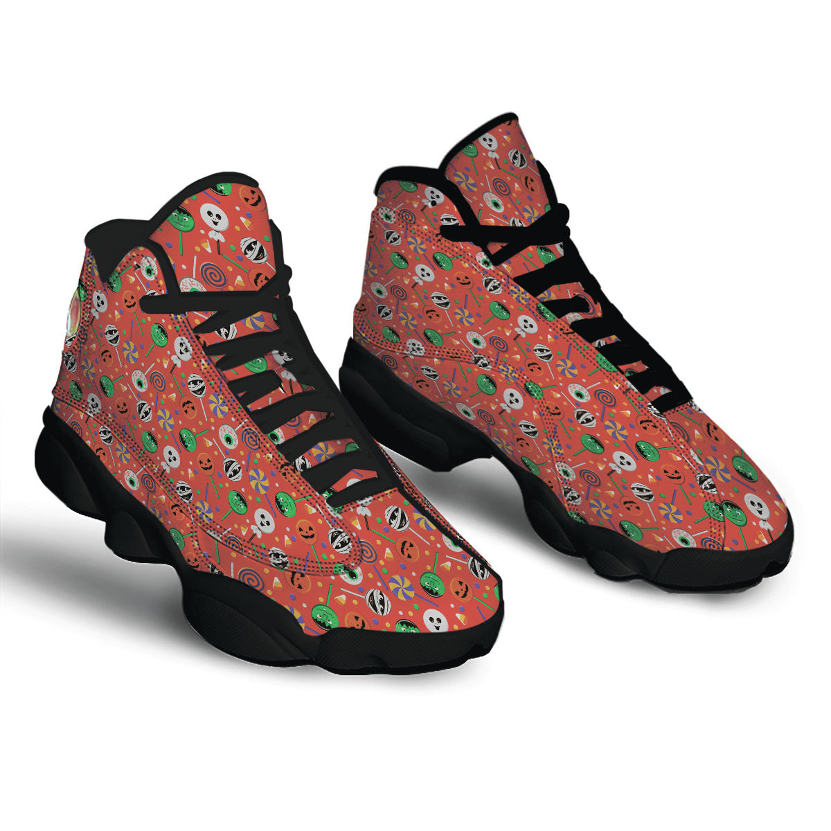 Candy Cute Halloween Print Pattern Black Basketball Shoes-grizzshop
