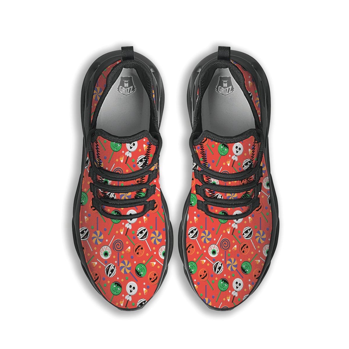 Candy Cute Halloween Print Pattern Black Running Shoes-grizzshop