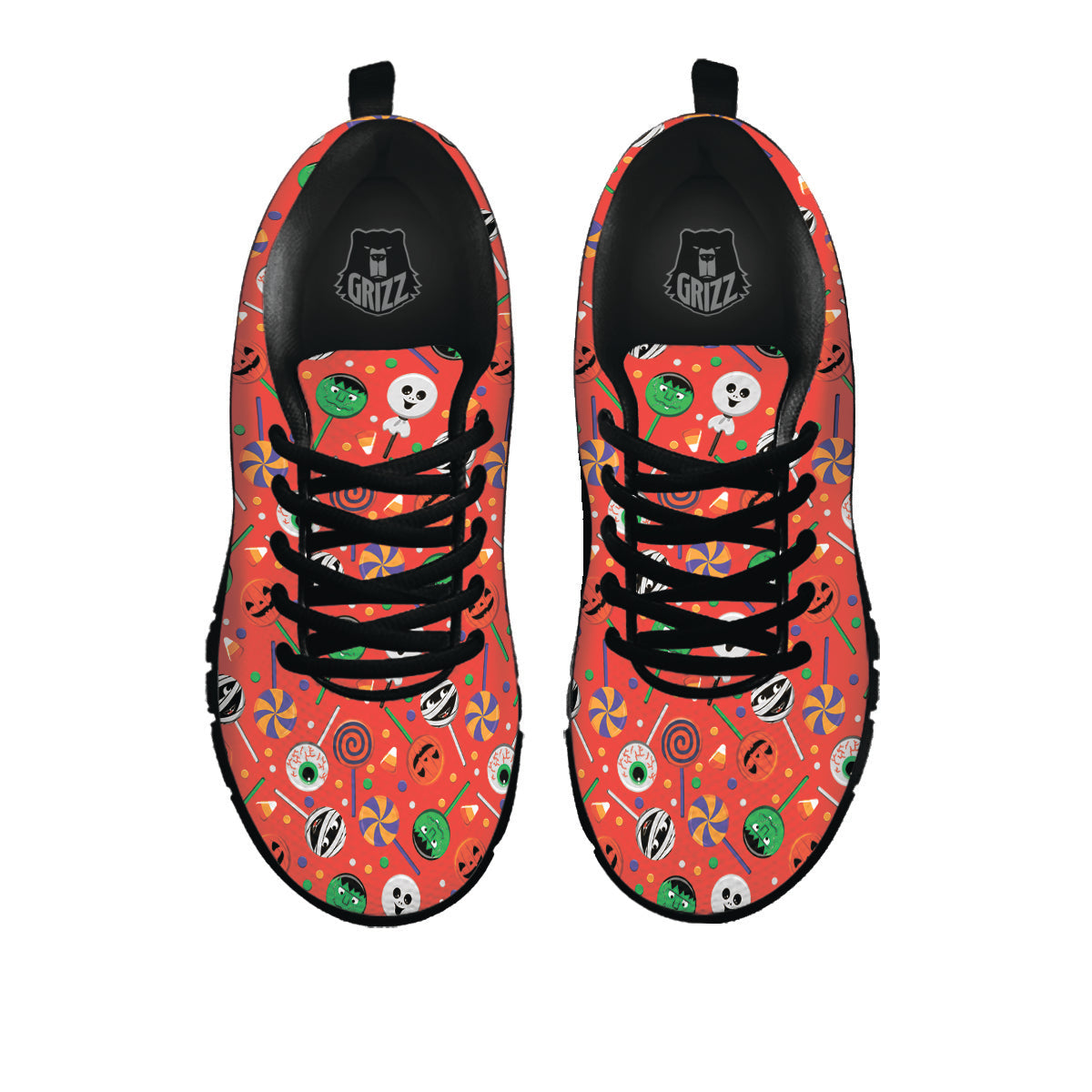Candy Cute Halloween Print Pattern Black Sneaker-grizzshop