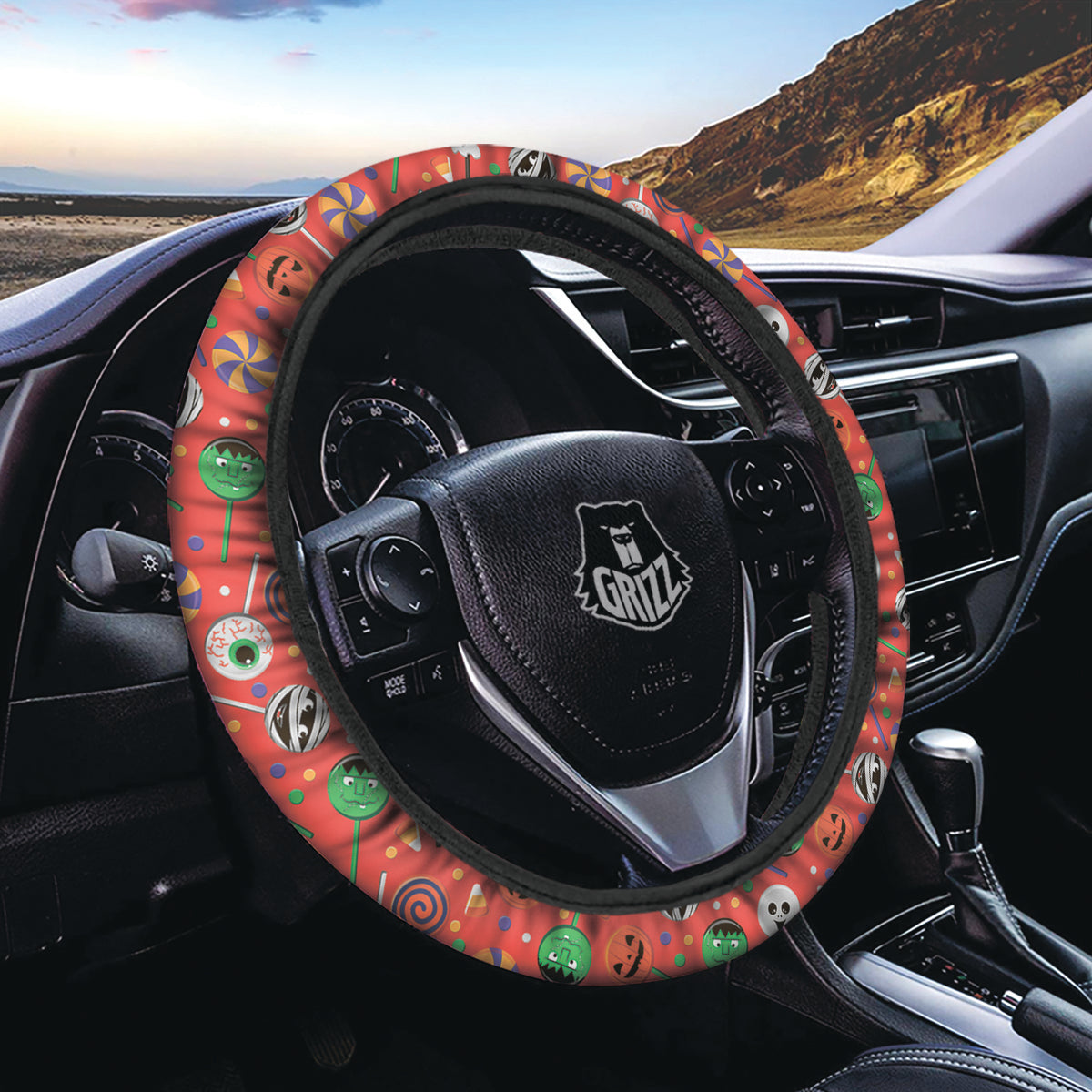 Candy Cute Halloween Print Pattern Car Steering Wheel Cover-grizzshop