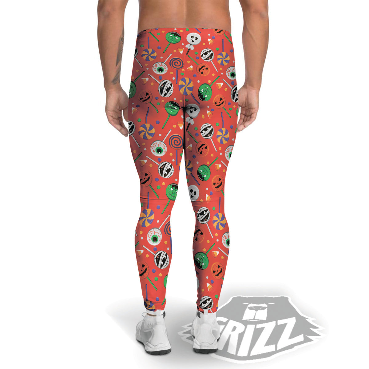 Candy Cute Halloween Print Pattern Men's Leggings-grizzshop