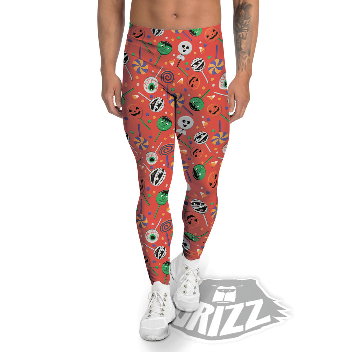 Candy Cute Halloween Print Pattern Men's Leggings-grizzshop