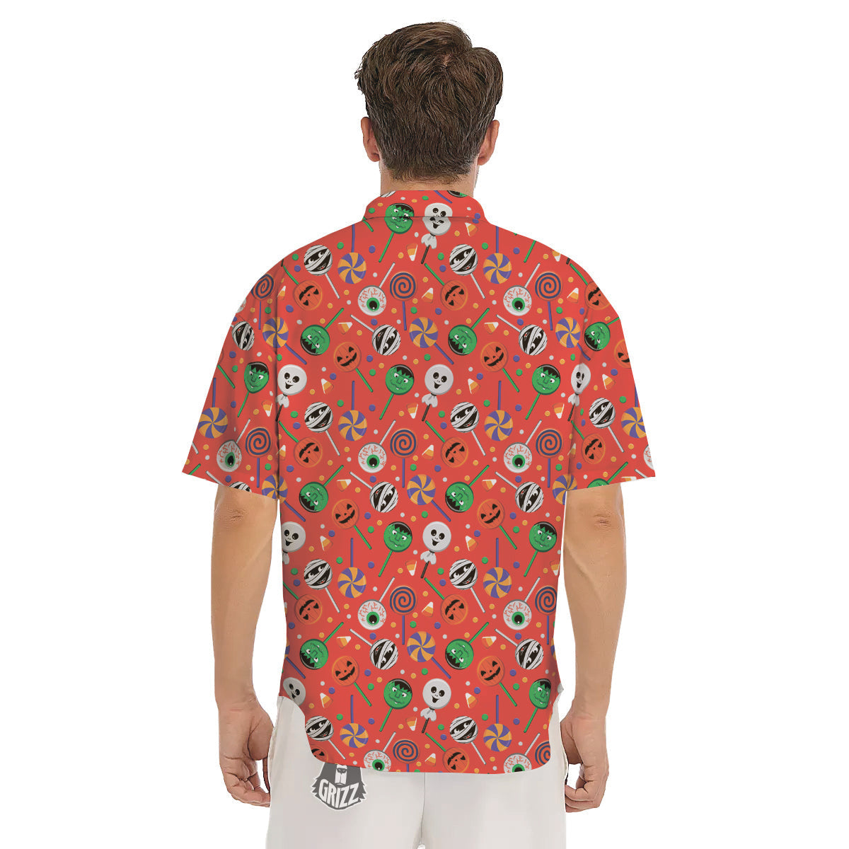 Candy Cute Halloween Print Pattern Men's Short Sleeve Shirts-grizzshop