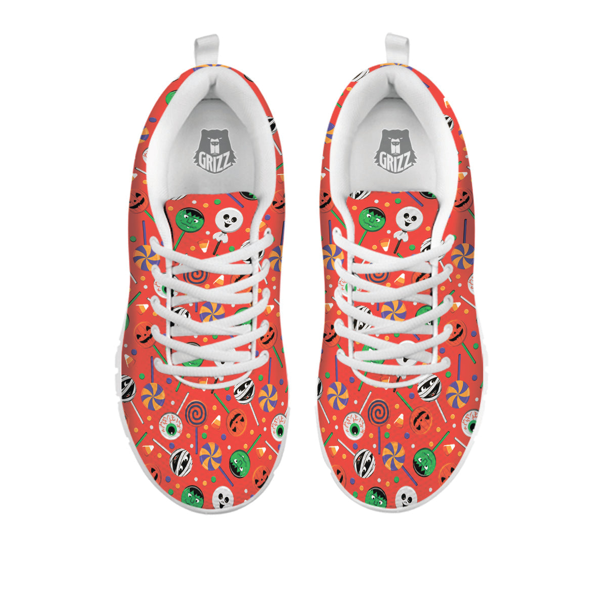 Candy Cute Halloween Print Pattern White Sneaker-grizzshop