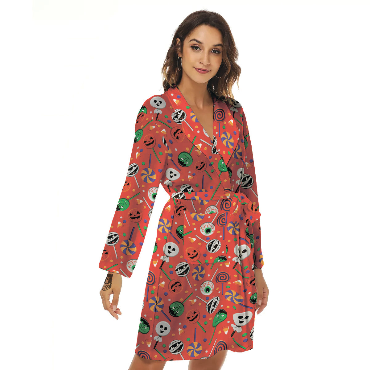 Candy Cute Halloween Print Pattern Women's Robe-grizzshop