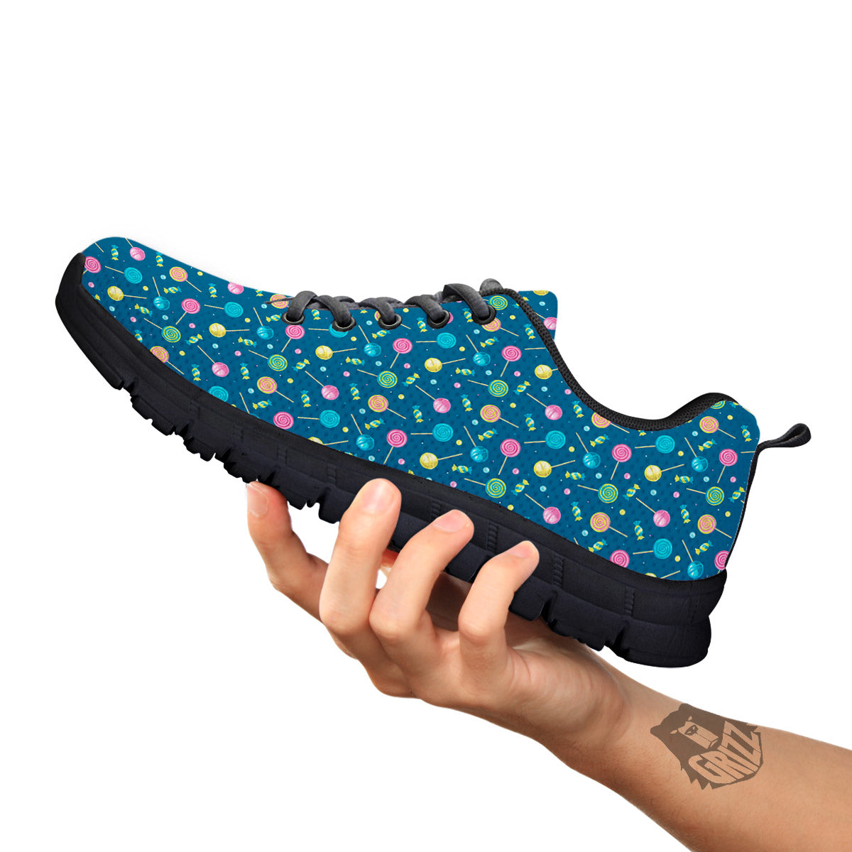 Candy Cute Print Pattern Black Sneaker-grizzshop