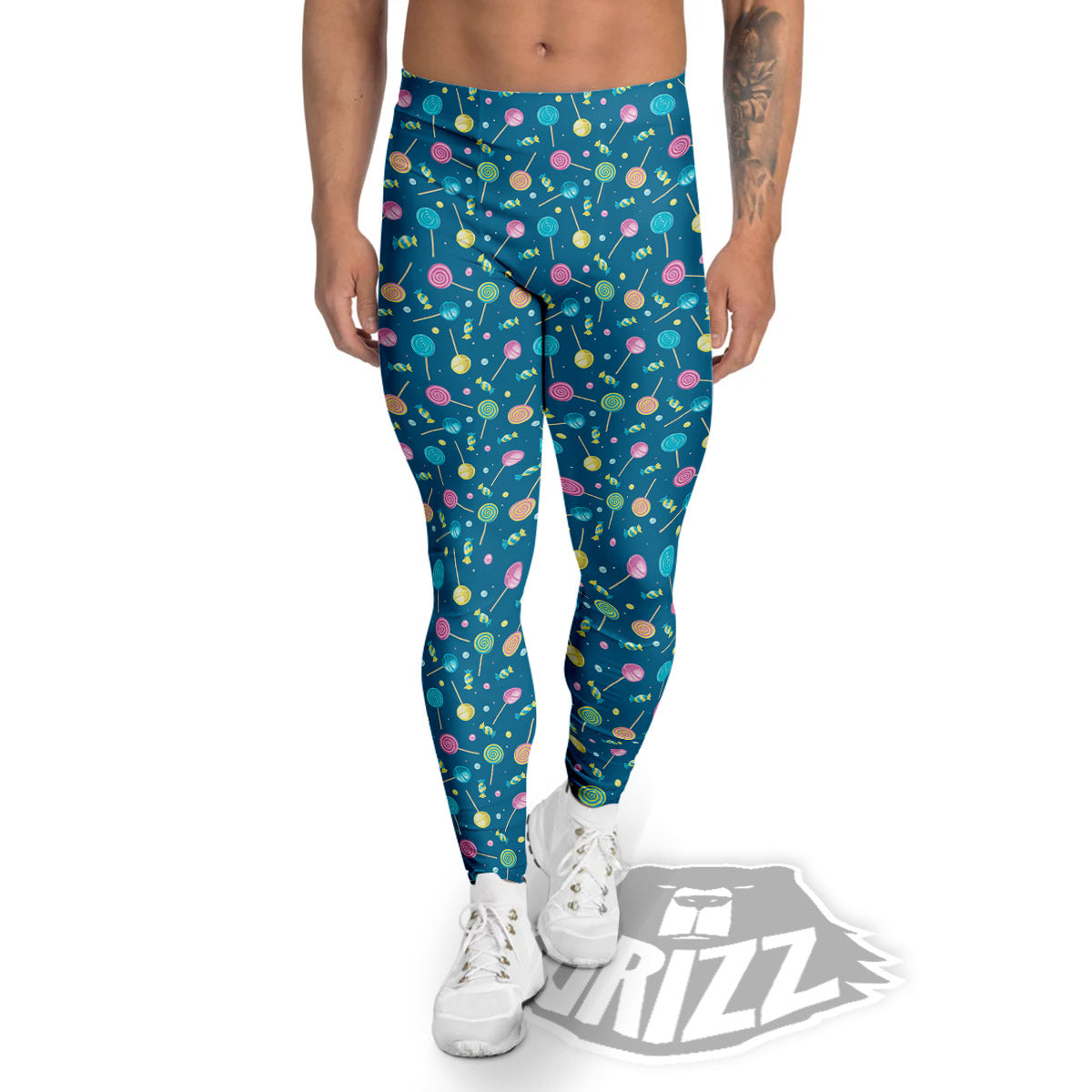 Candy Cute Print Pattern Men's Leggings-grizzshop