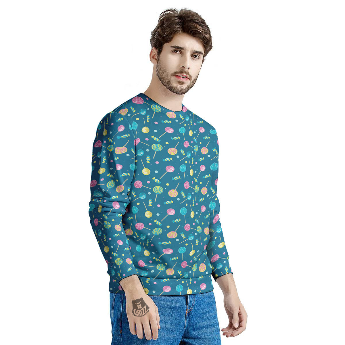 Candy Cute Print Pattern Men's Sweatshirt-grizzshop