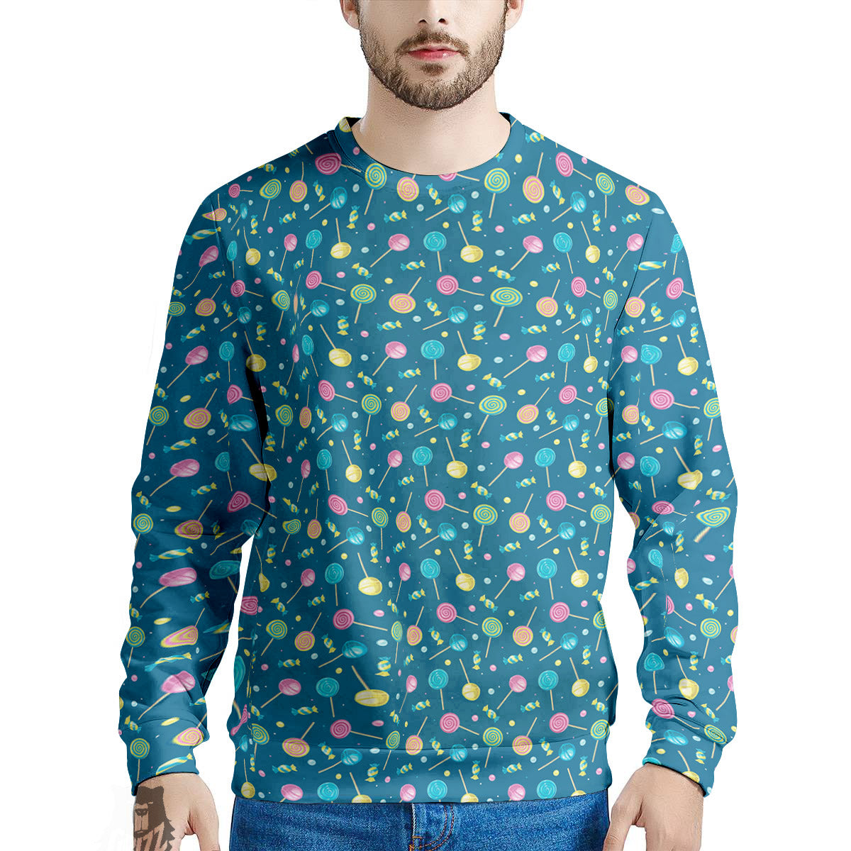 Candy Cute Print Pattern Men's Sweatshirt-grizzshop