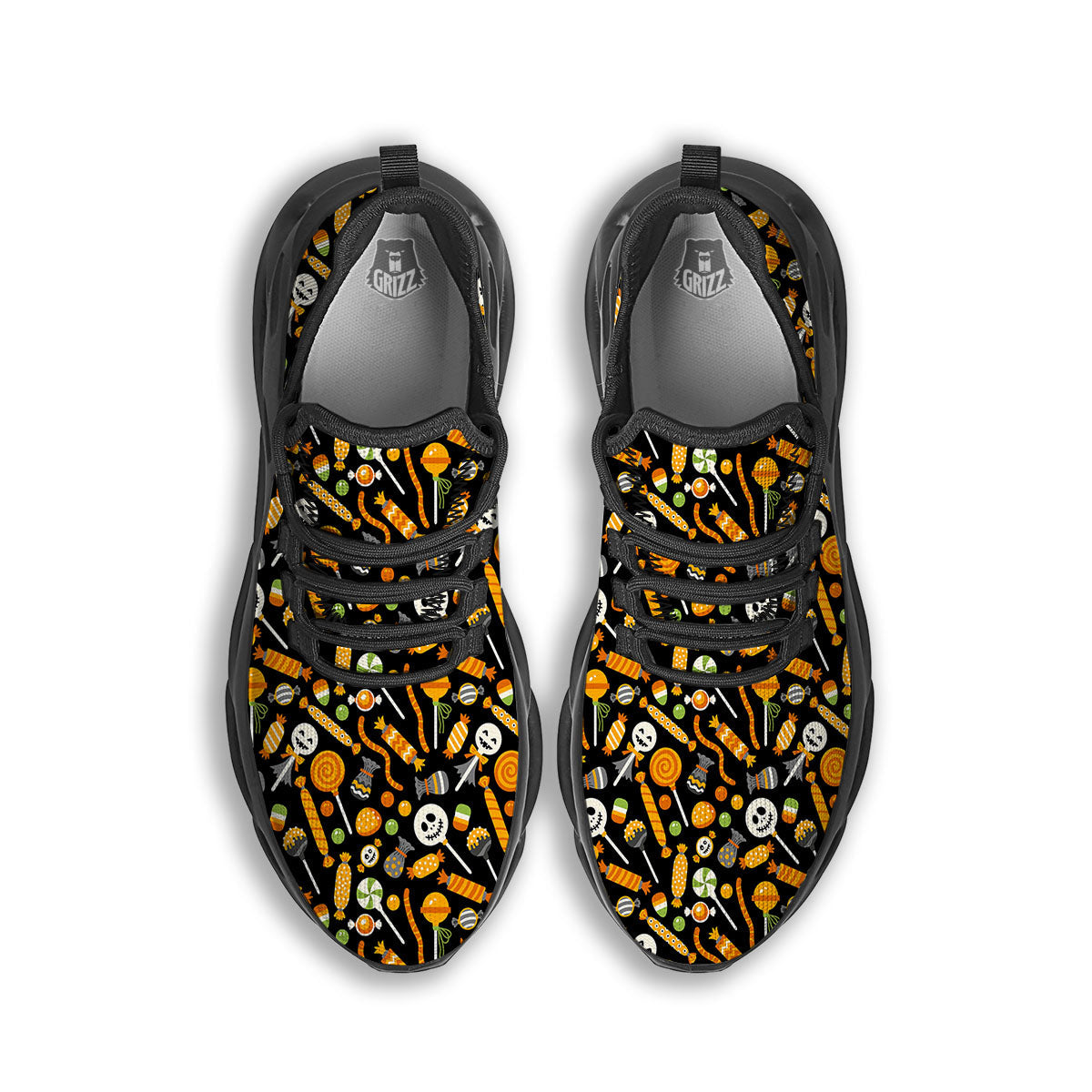 Candy Halloween Print Pattern Black Running Shoes-grizzshop
