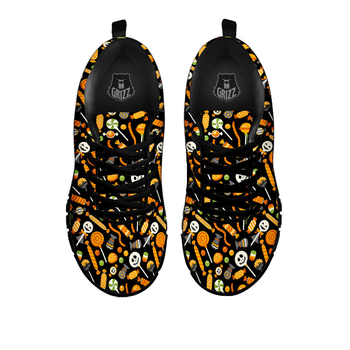 Candy Halloween Print Pattern Black Sneaker-grizzshop