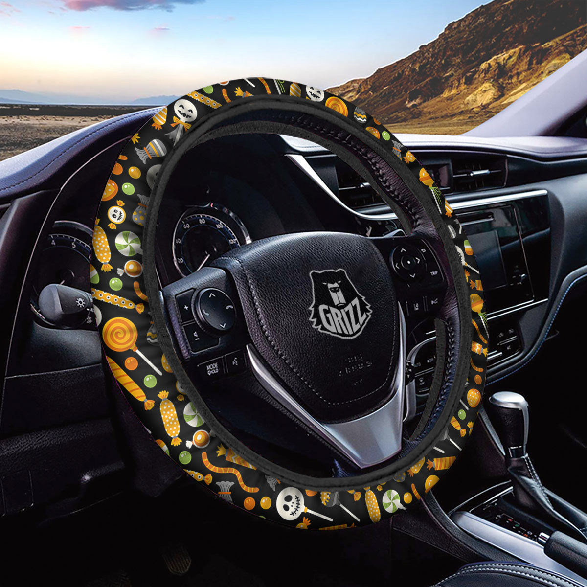 Candy Halloween Print Pattern Car Steering Wheel Cover-grizzshop