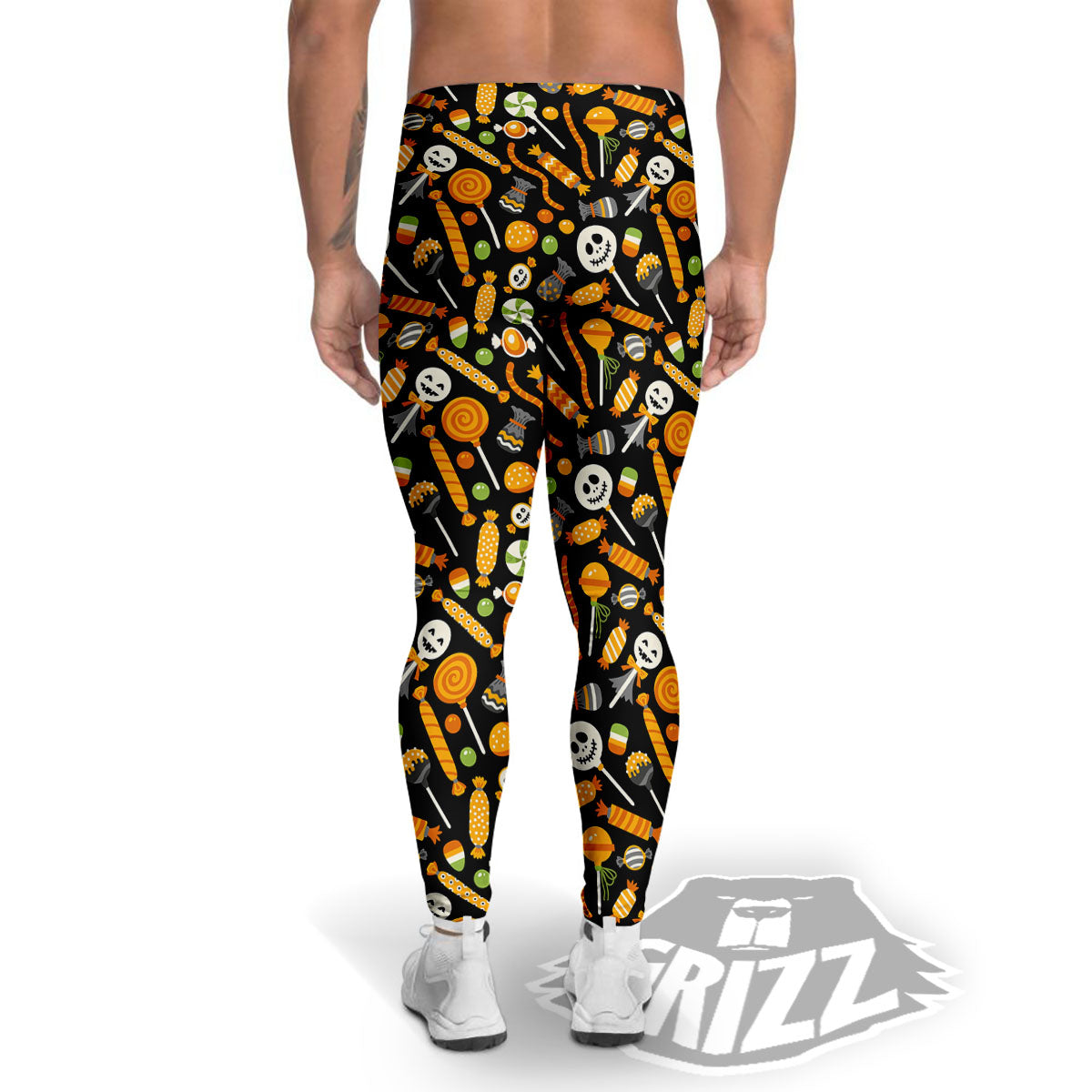 Candy Halloween Print Pattern Men's Leggings-grizzshop