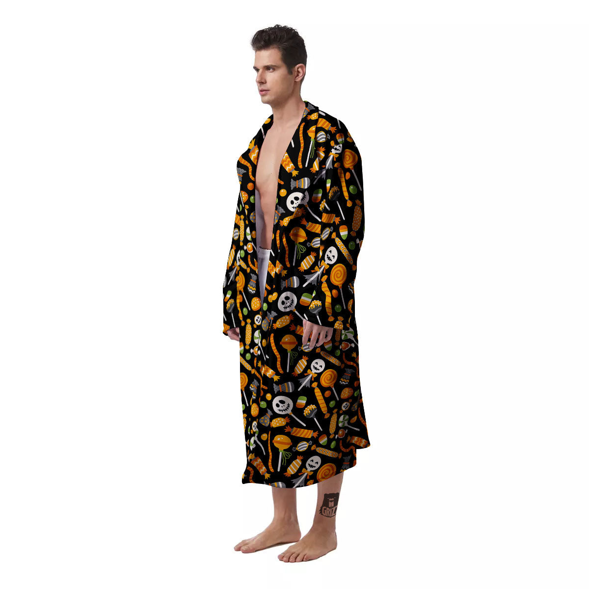 Candy Halloween Print Pattern Men's Robe-grizzshop
