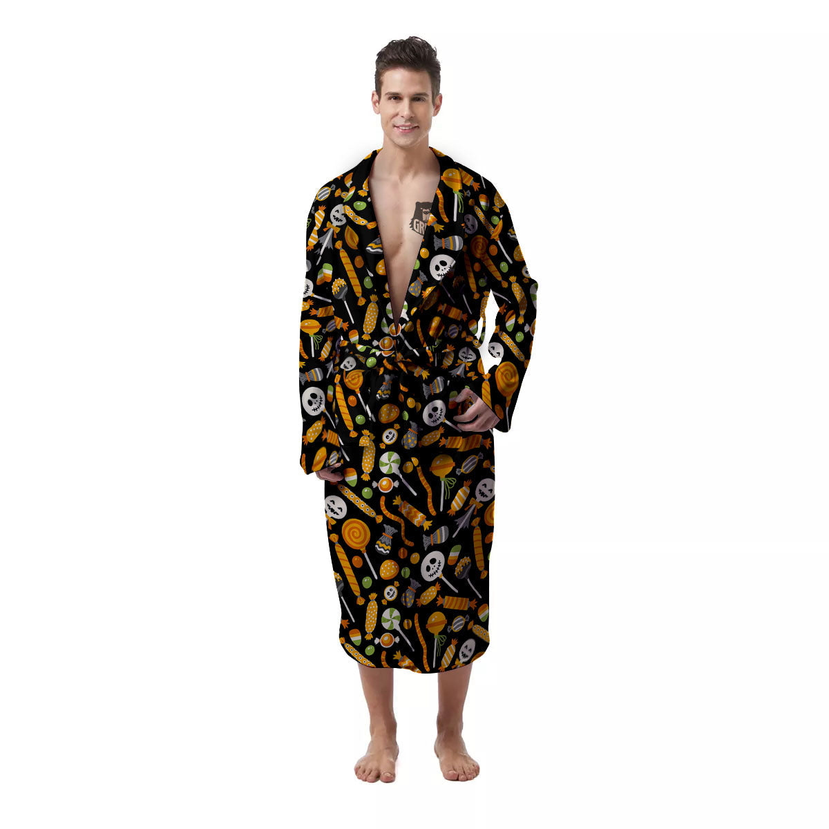 Candy Halloween Print Pattern Men's Robe-grizzshop