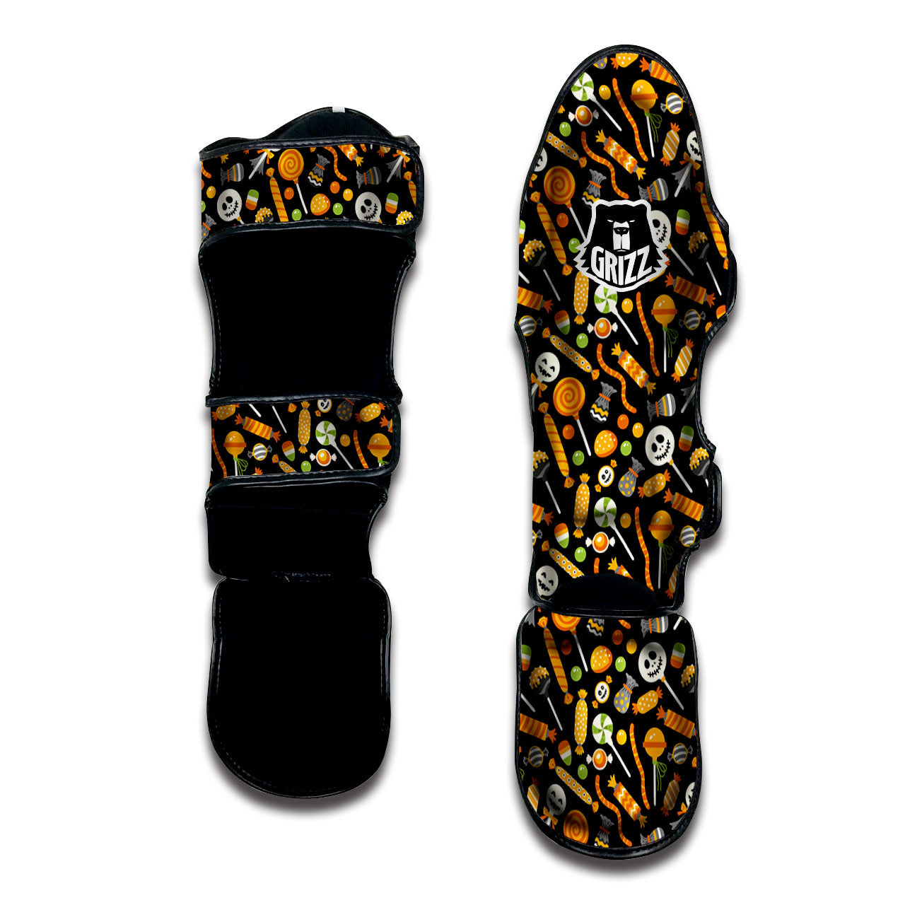 Candy Halloween Print Pattern Muay Thai Shin Guards-grizzshop