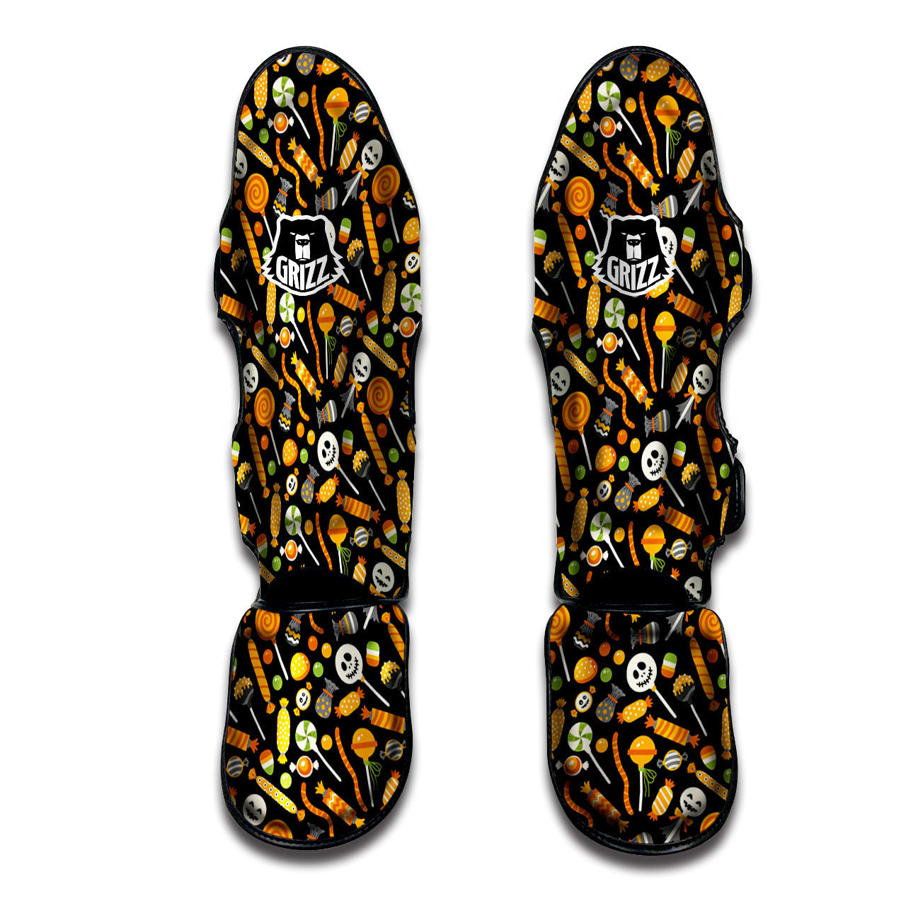 Candy Halloween Print Pattern Muay Thai Shin Guards-grizzshop