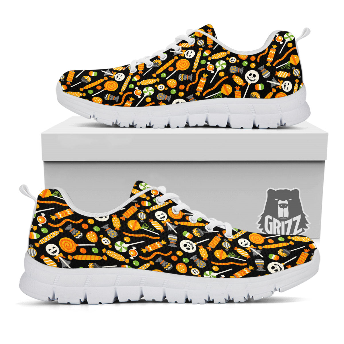 Candy Halloween Print Pattern White Sneaker-grizzshop