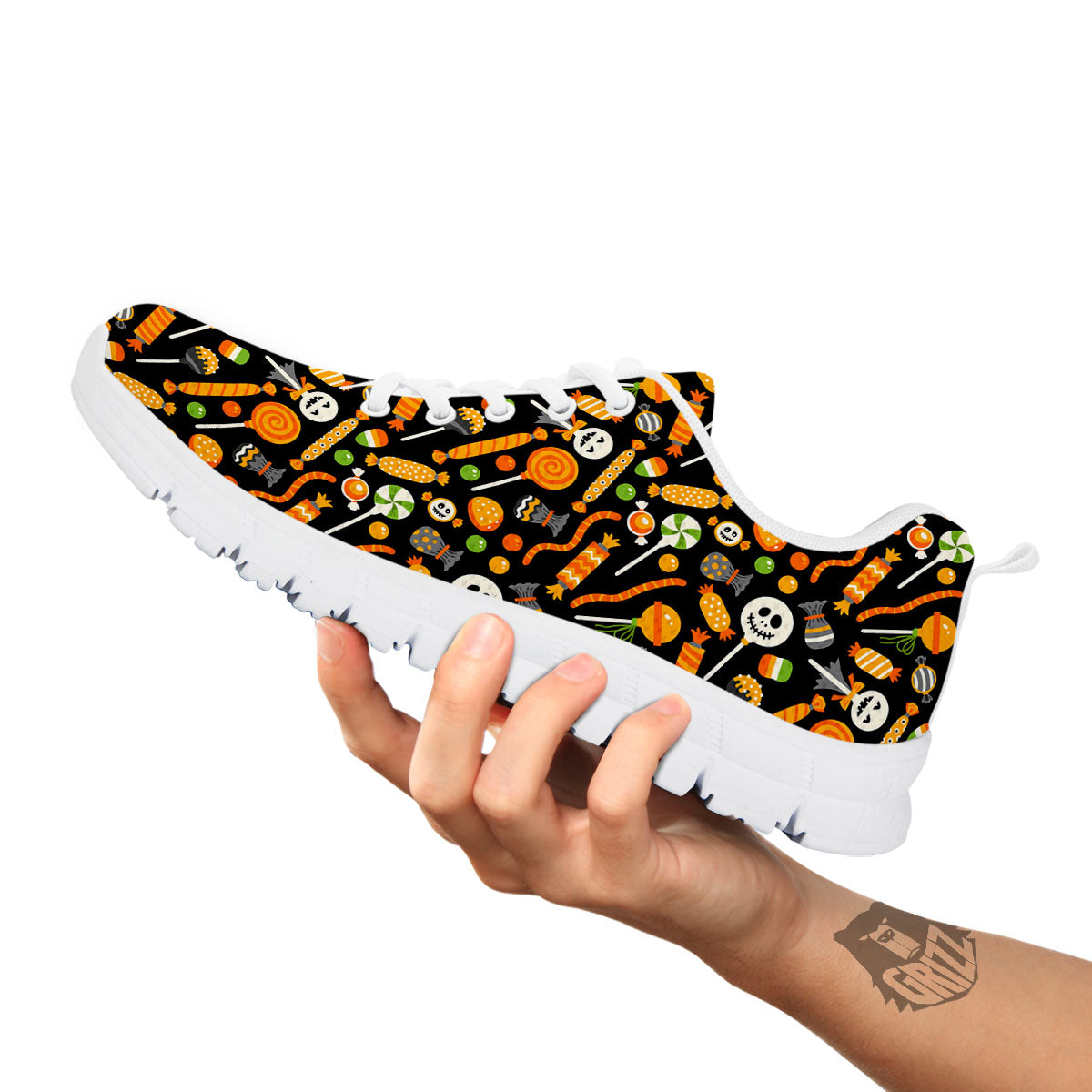 Candy Halloween Print Pattern White Sneaker-grizzshop