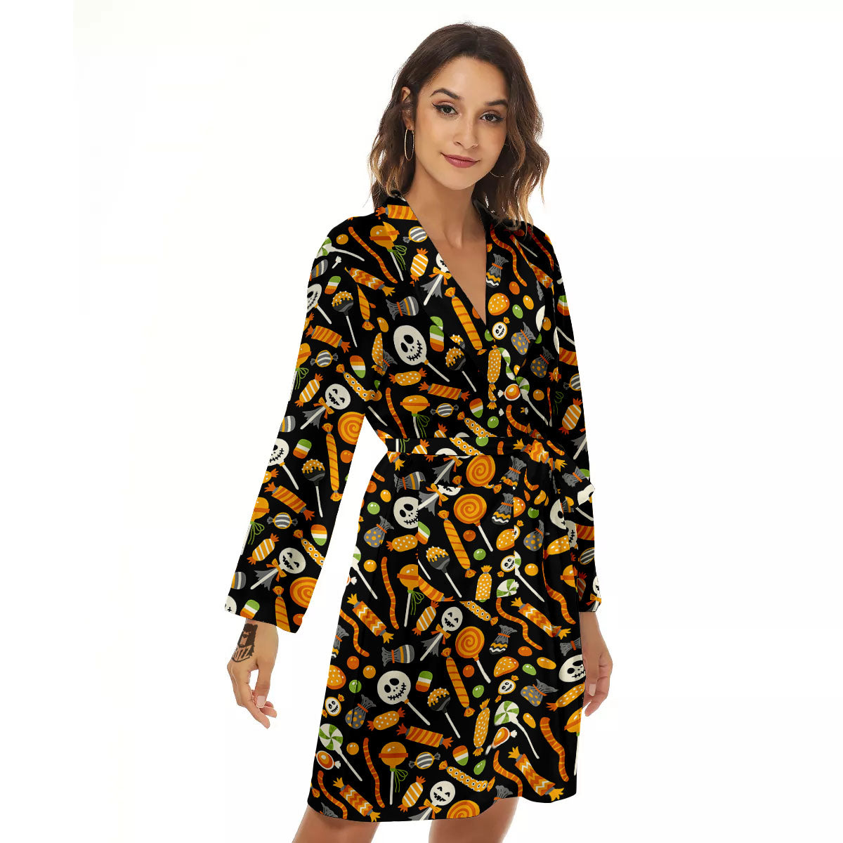 Candy Halloween Print Pattern Women's Robe-grizzshop