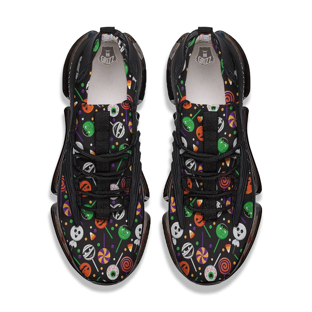 Candy Monsters Halloween Print Pattern Black Gym Shoes-grizzshop