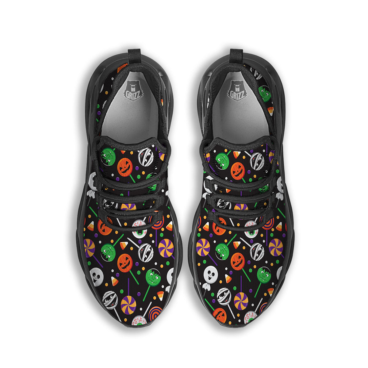 Candy Monsters Halloween Print Pattern Black Running Shoes-grizzshop