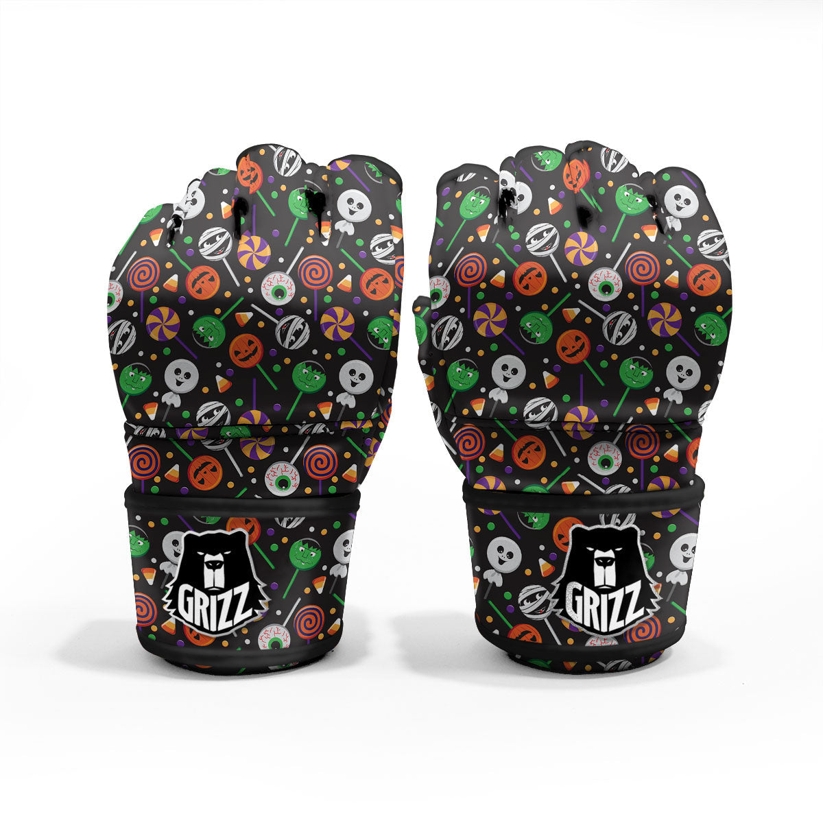 Candy Monsters Halloween Print Pattern MMA Gloves-grizzshop